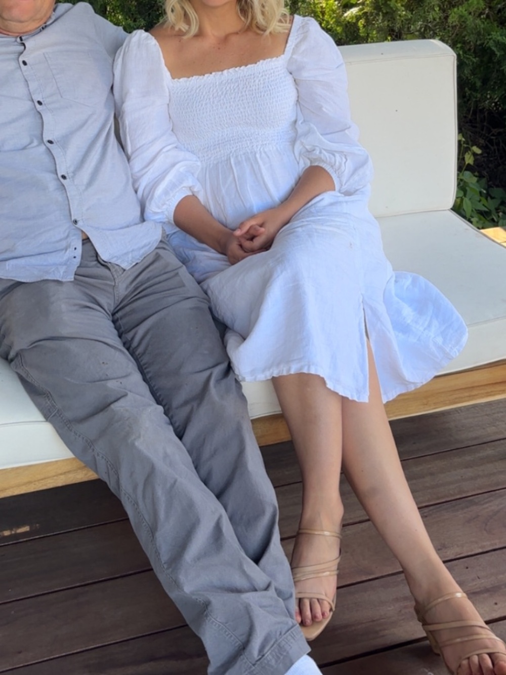 J. CREW White Linen Daydream Smocked Dress